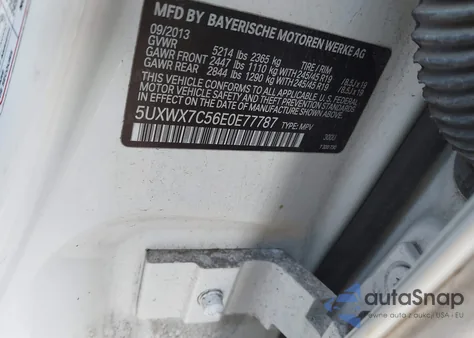 2014 BMW X3 xDrive35I z USA, uszkodzony, nr VIN 5UXWX7C56E0E77787